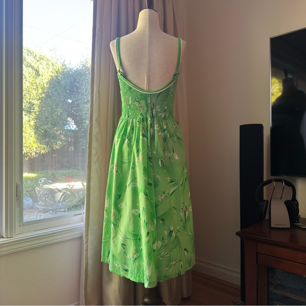 Vintage Deweese Design Green Floral Dress 7/8 - Picture 4 of 11